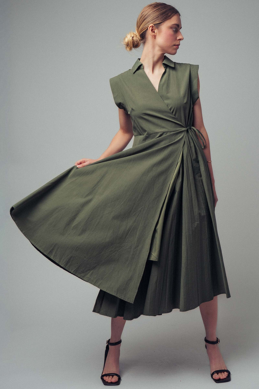 wrap midi dress - olive