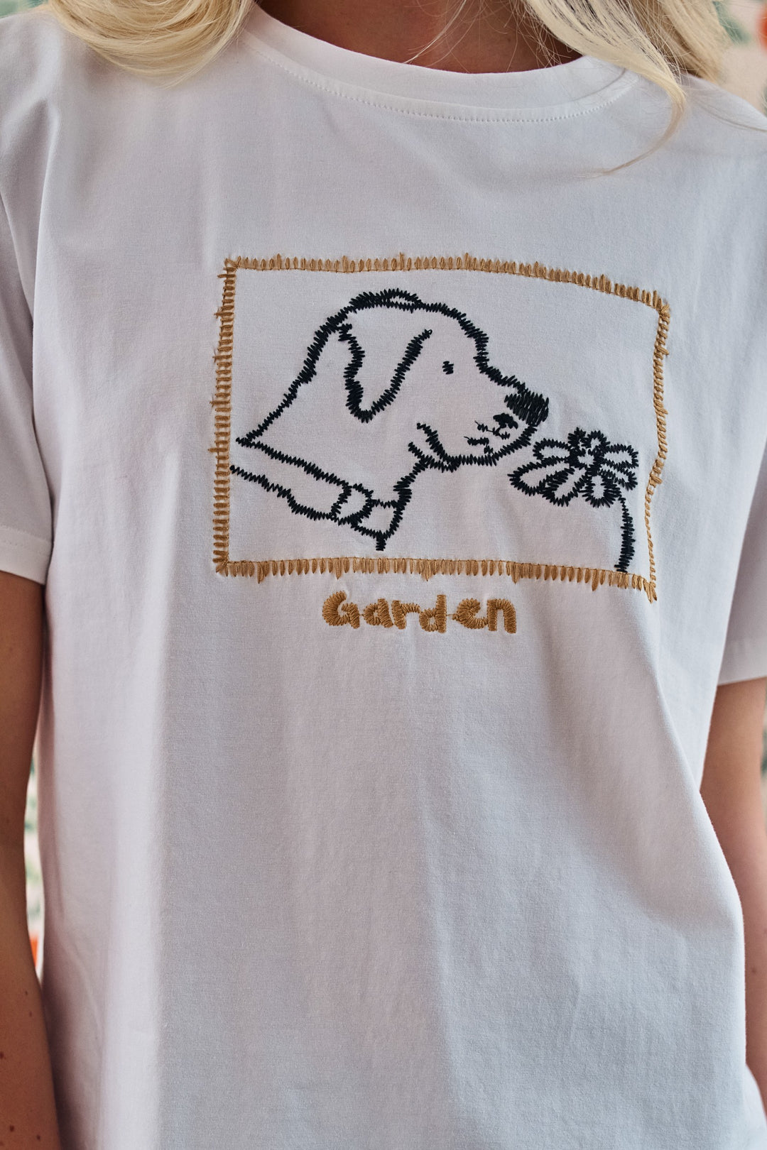 garden pup embroidered tee - white (additional view)
