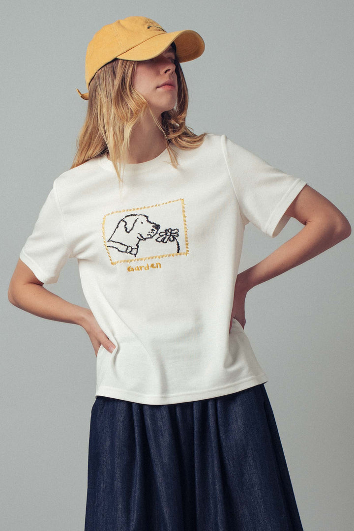 garden pup embroidered tee - white (additional view)