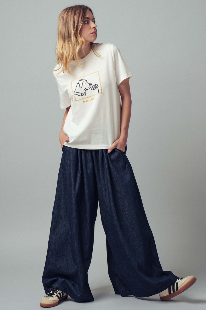 garden pup embroidered tee - white (additional view)