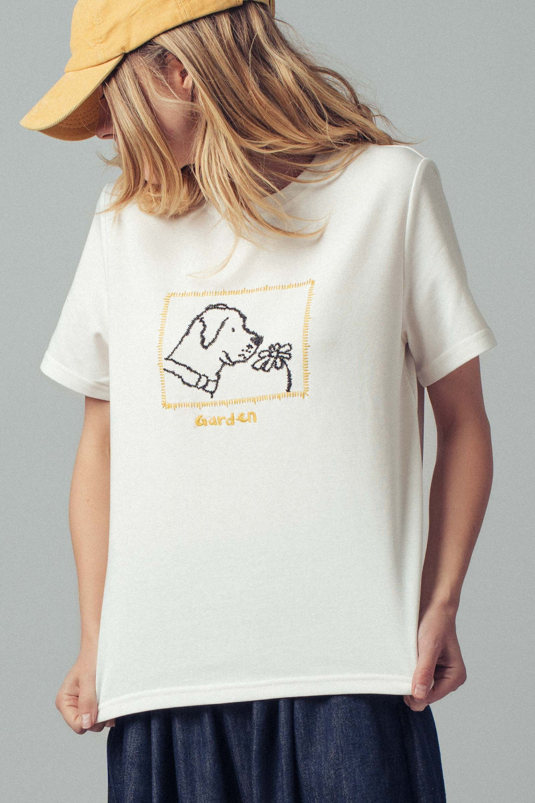 garden pup embroidered tee - white (additional view)