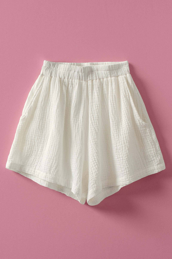 garment dyed cotton gauze shorts - ivory