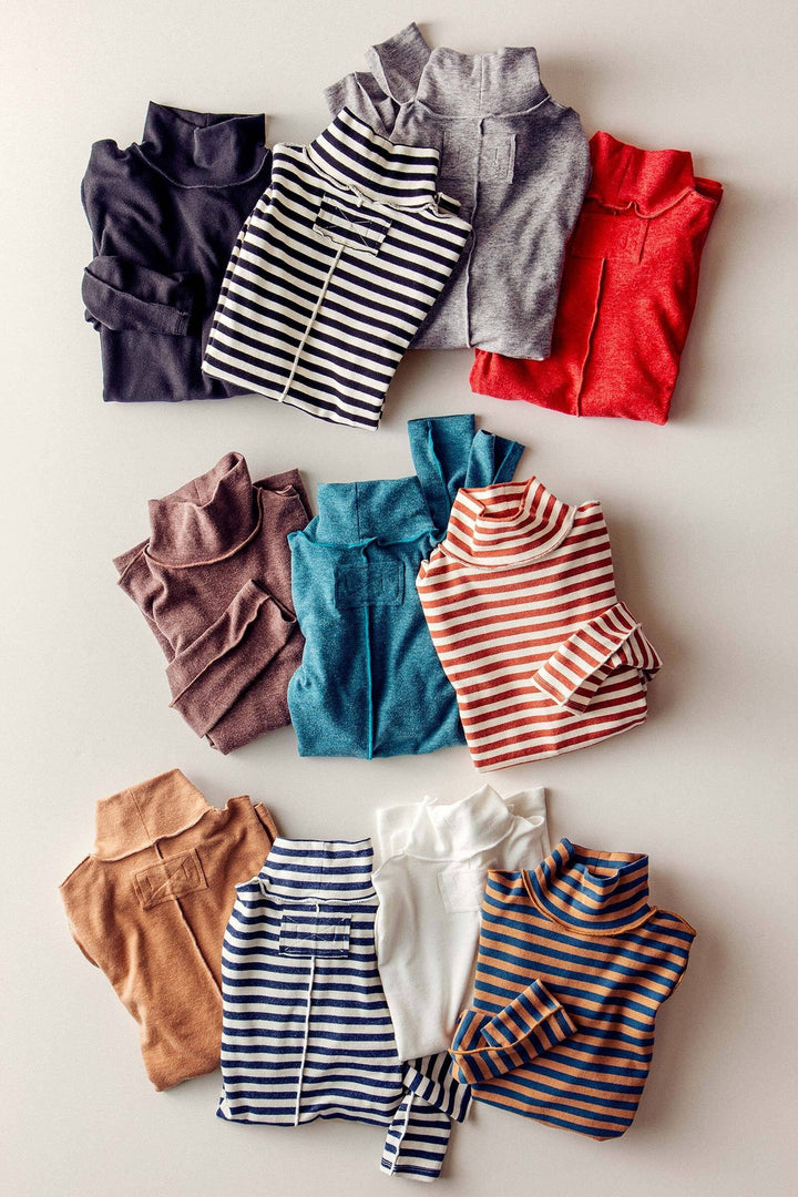 classic striped long sleeve turtleneck top - default