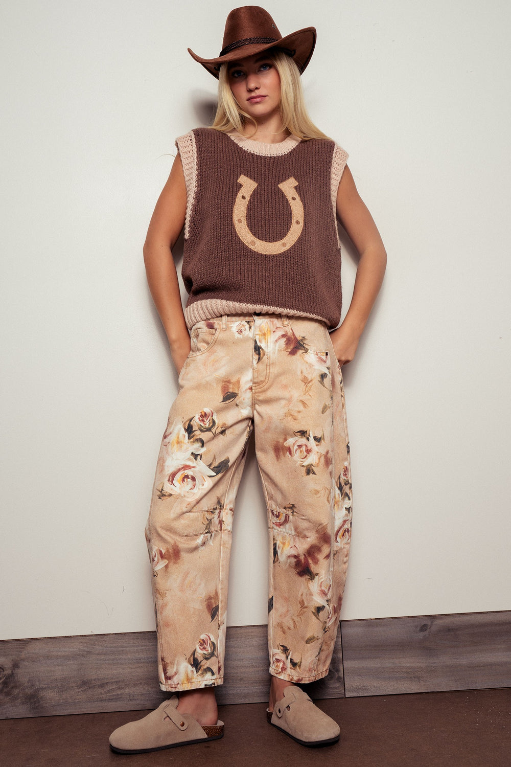vintage relaxed floral print barrel pants - multi (additional view)