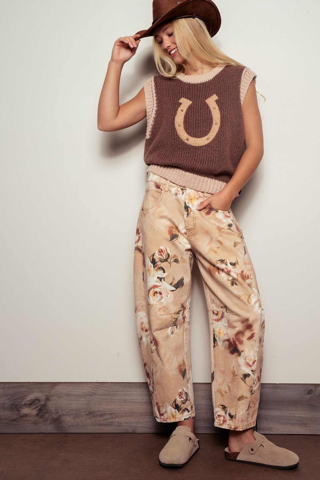 vintage relaxed floral print barrel pants - multi (additional view)