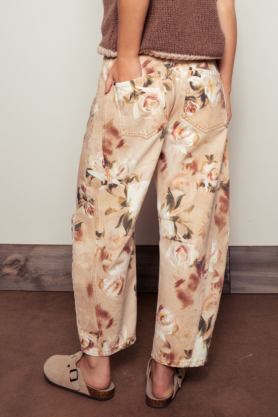 vintage relaxed floral print barrel pants - multi (additional view)