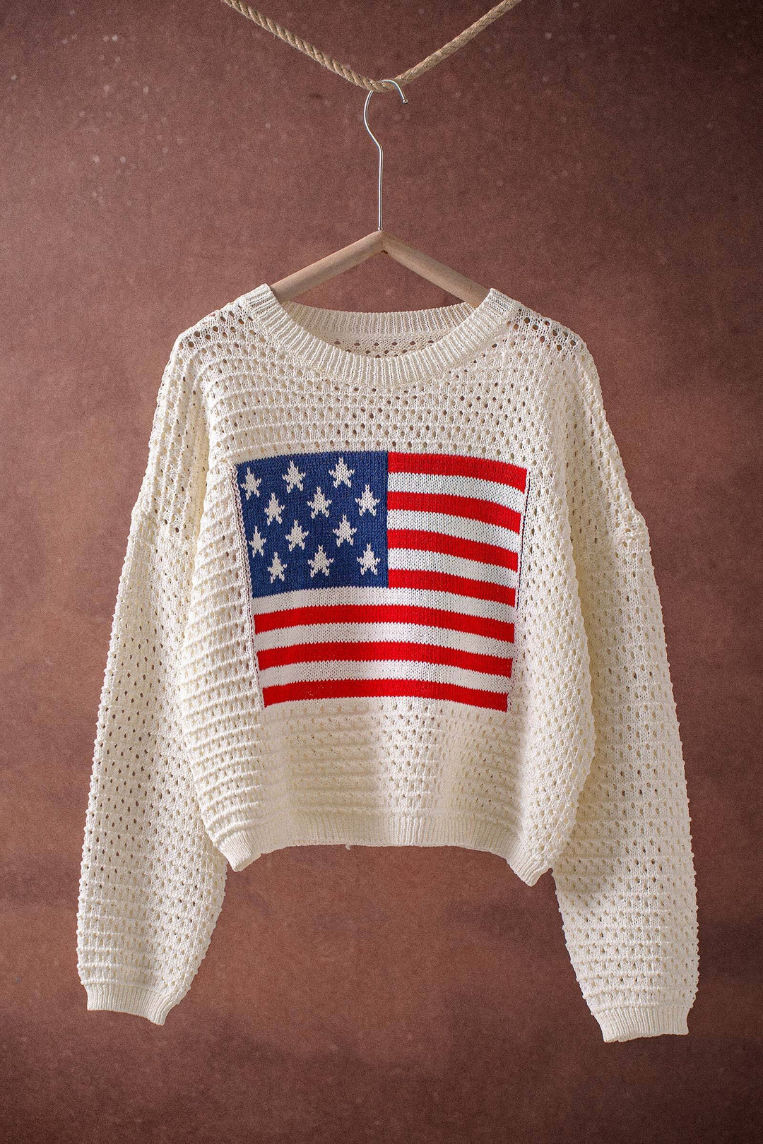all american crochet sweater - ivory
