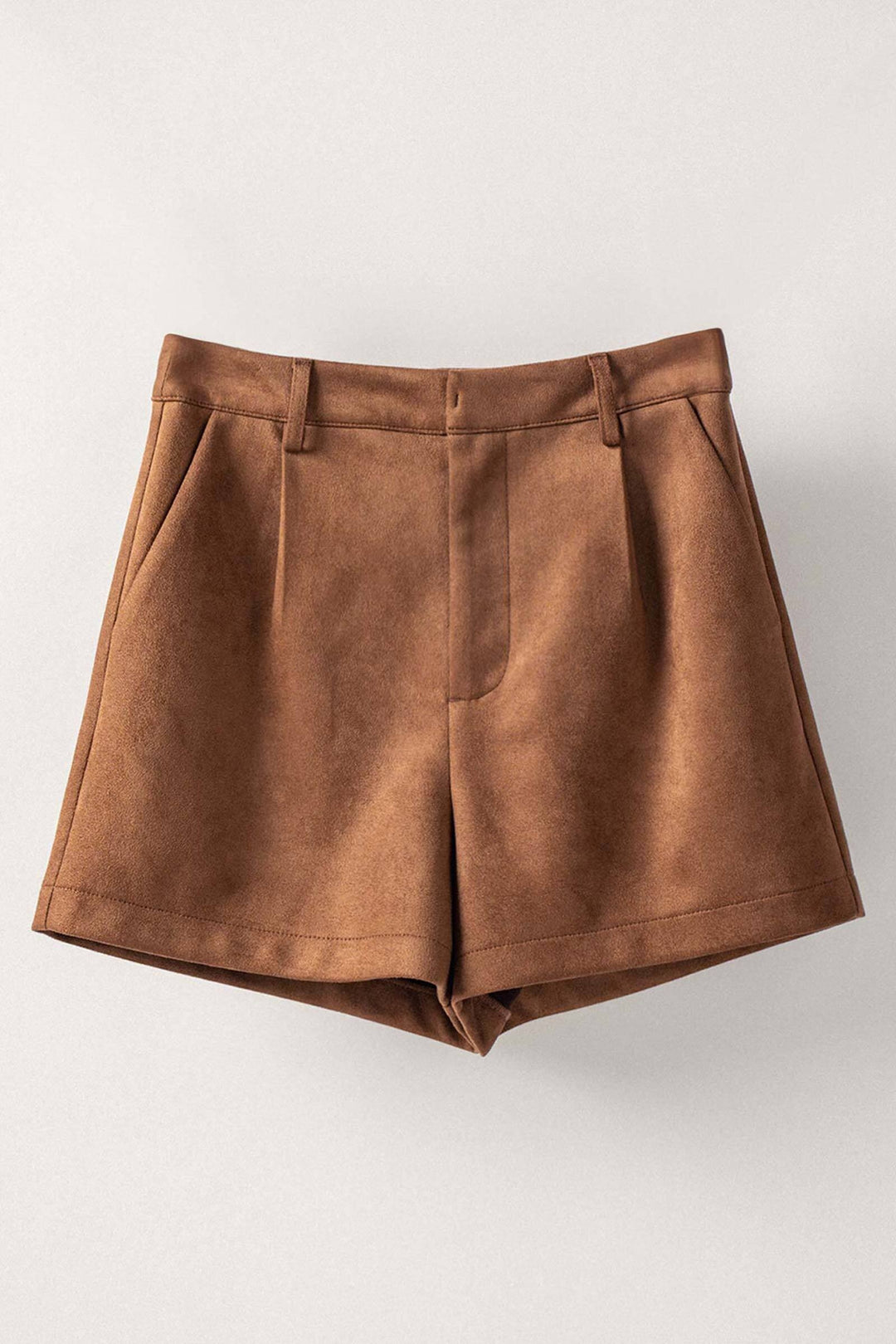 0233-9996 | Suede Tailored Shorts, Camel