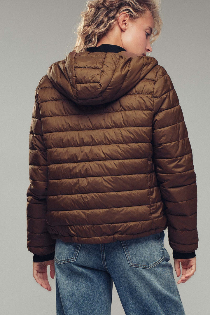 quilted hooded puffer jacket - cocoa (additional view)