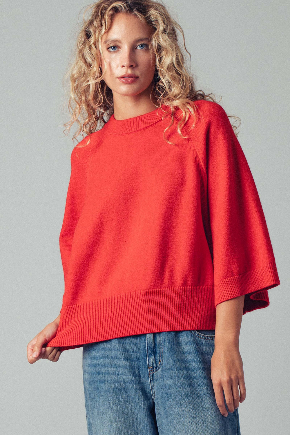 Relaxed Batwing Sleeve Sweater Top | wholesale sweaters & cardigans | Trend Notes