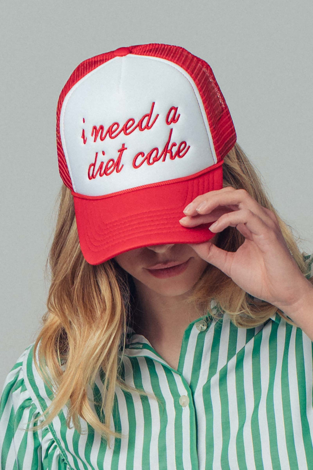 i need a diet coke trucker hat - red (additional view)