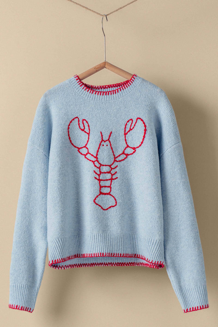 lobster embroidered sweater - blue (additional view)