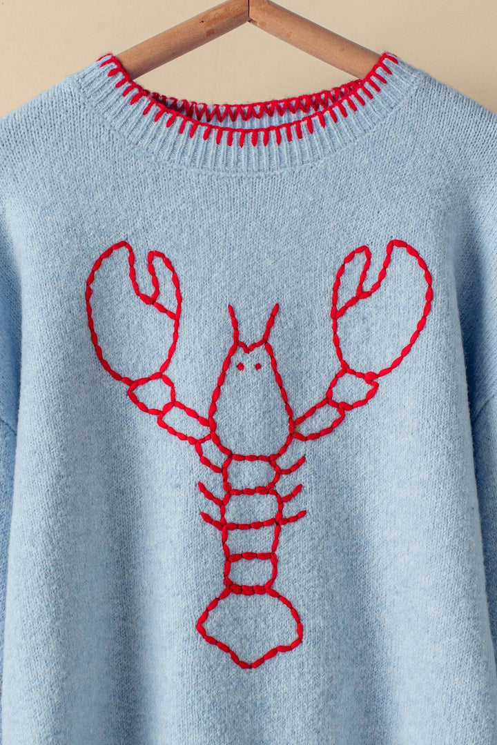 lobster embroidered sweater - blue (additional view)