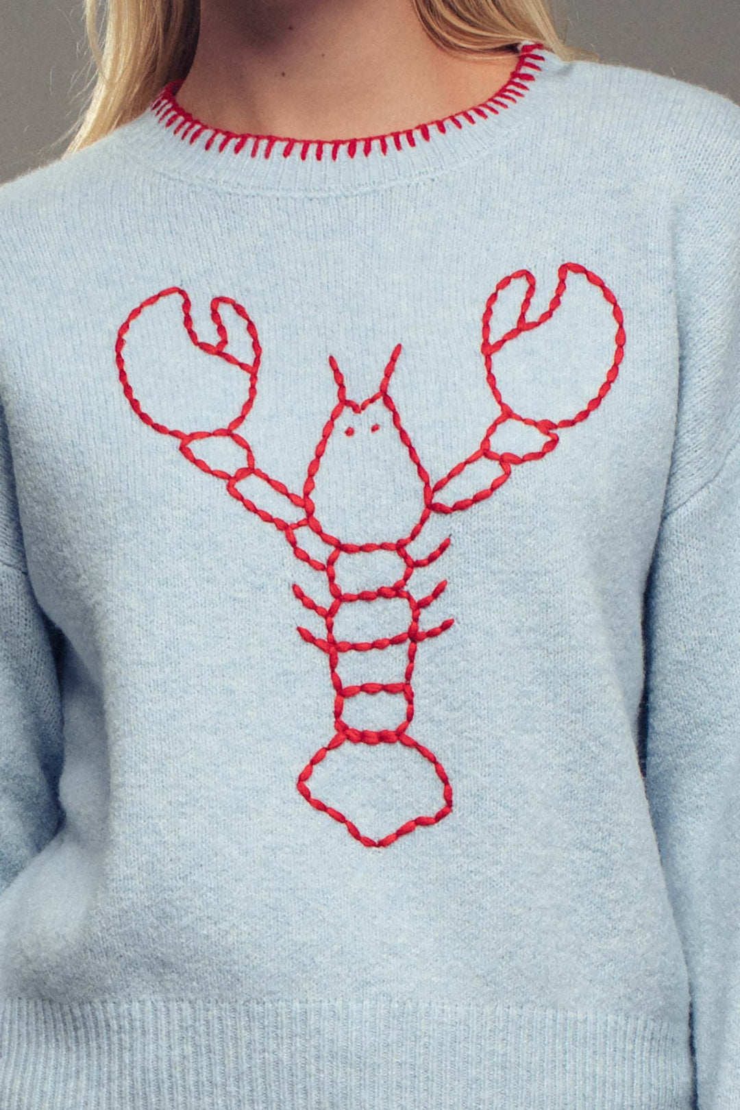 lobster embroidered sweater - blue (additional view)