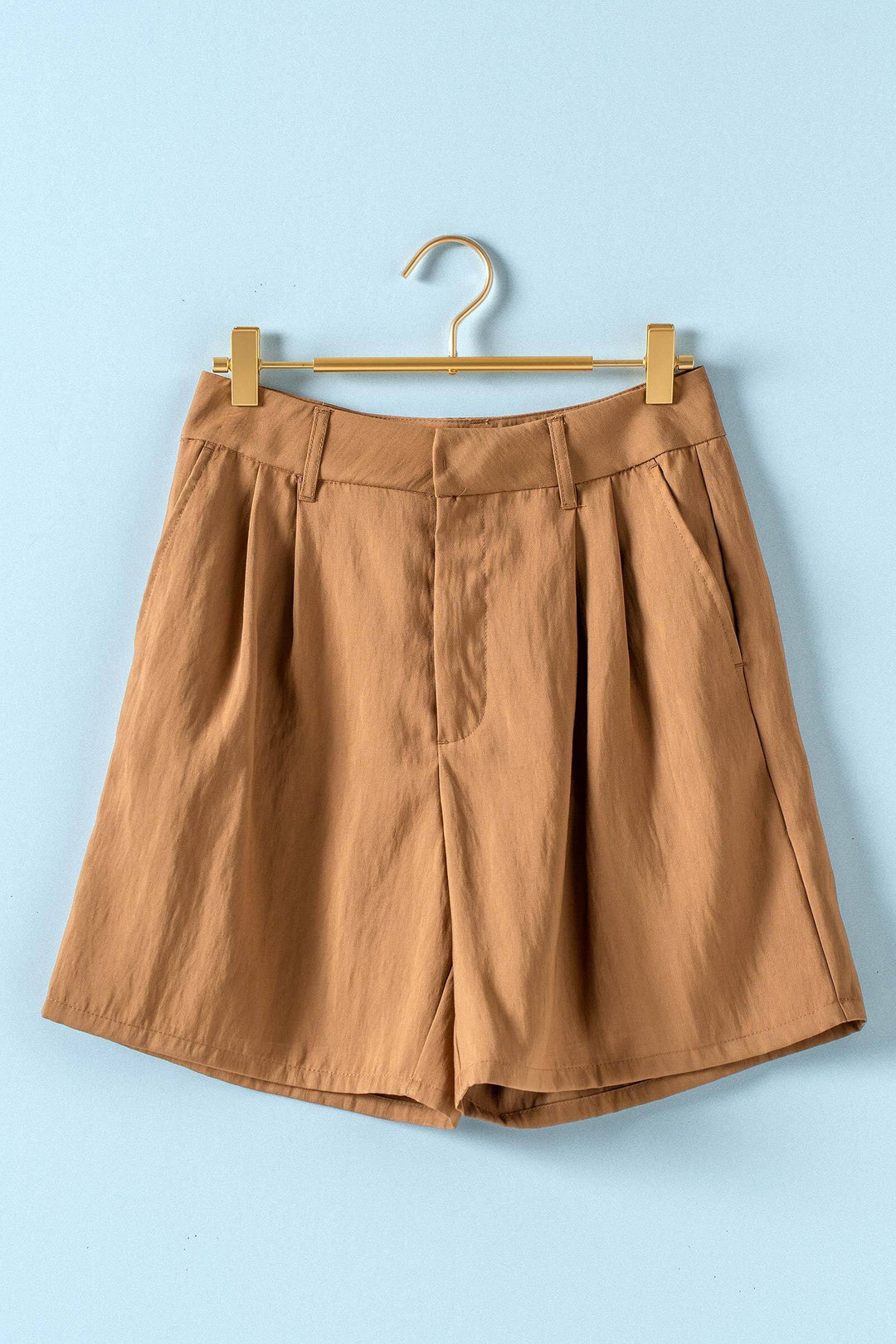 soft tailored pleated shorts - mocha