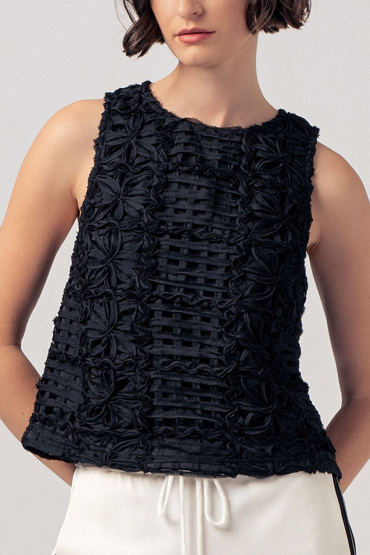 couture fleur woven top - black (additional view)