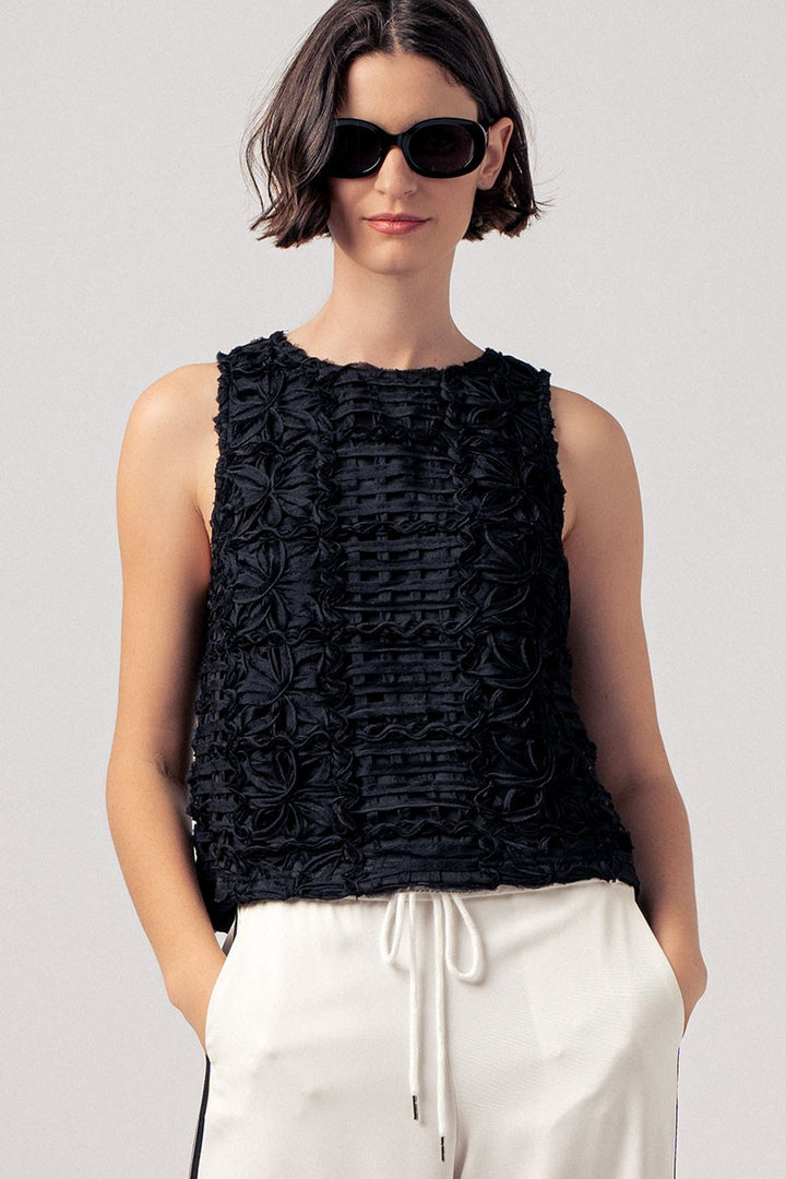 couture fleur woven top - black (additional view)