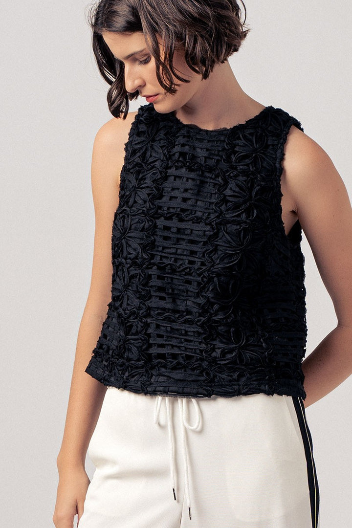 couture fleur woven top - black (additional view)