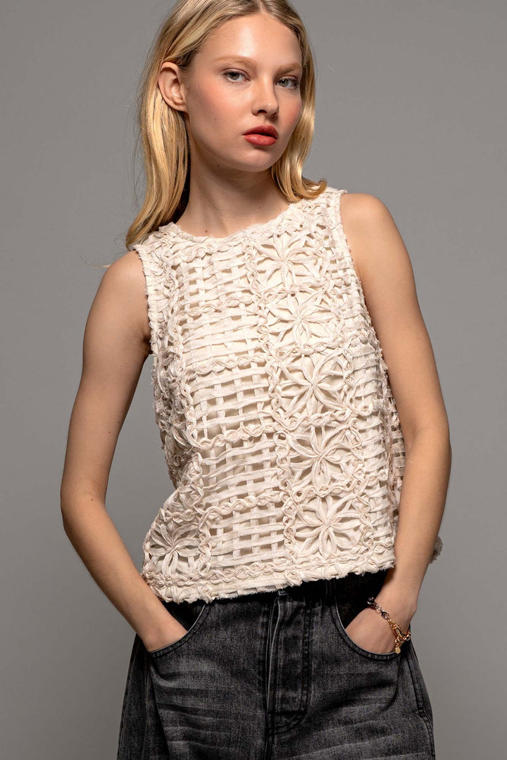 couture fleur woven top - ivory (additional view)
