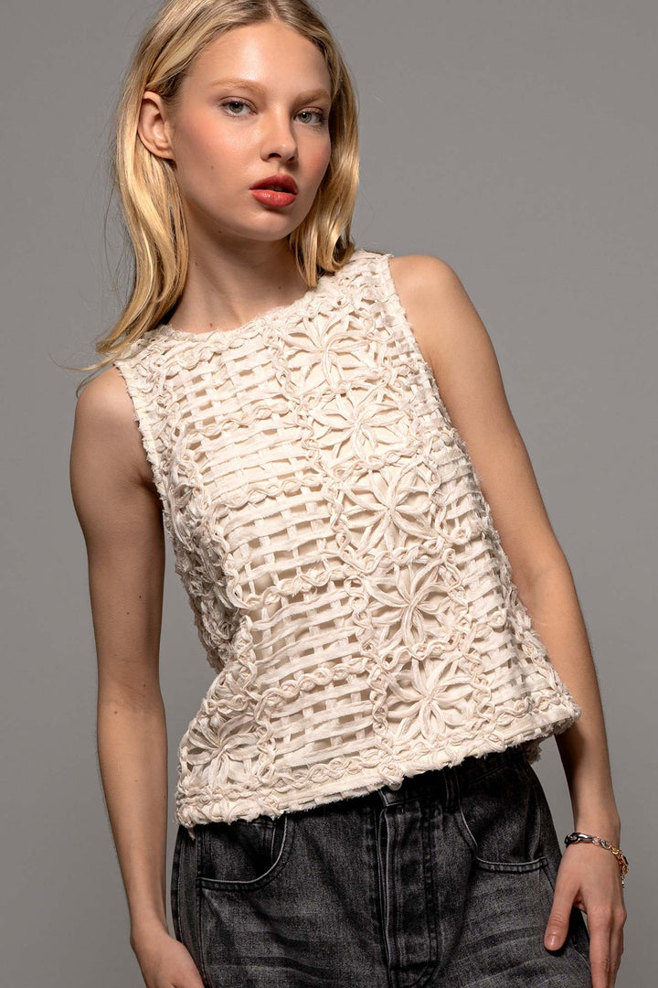 couture fleur woven top - ivory (additional view)