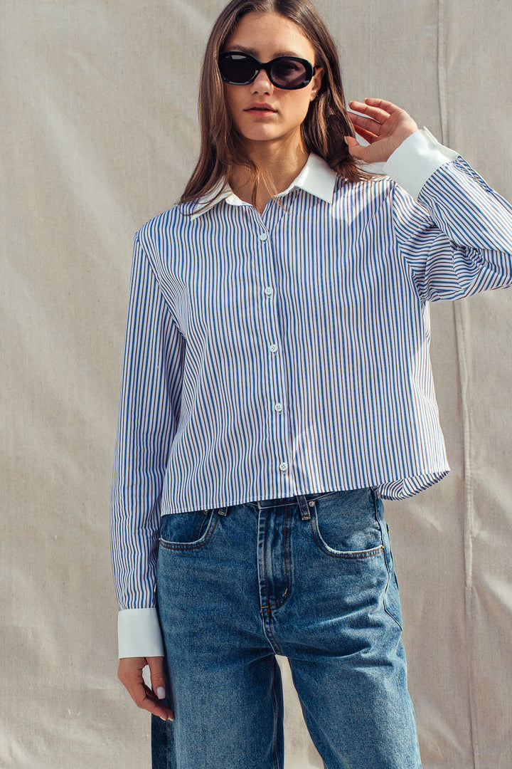 oxford stripe button up shirt - stripe (additional view)