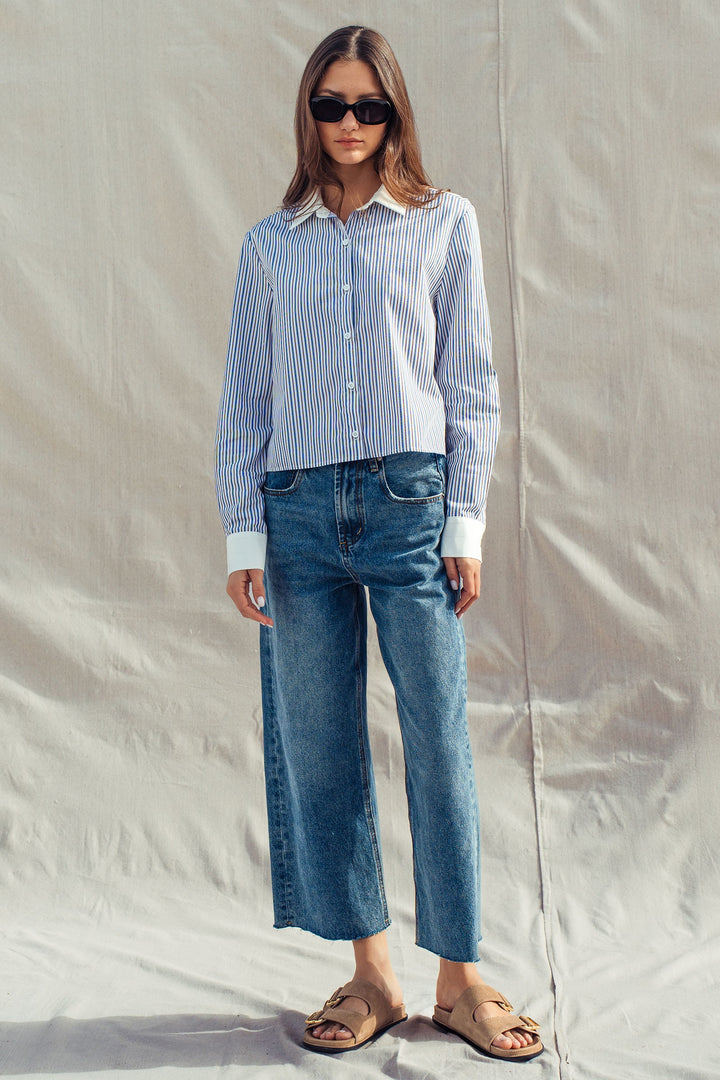 oxford stripe button up shirt - stripe (additional view)