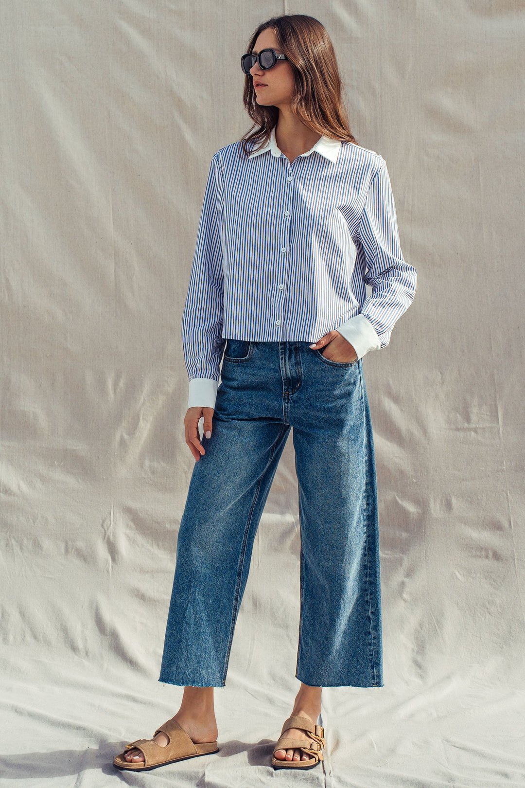 oxford stripe button up shirt - stripe (additional view)