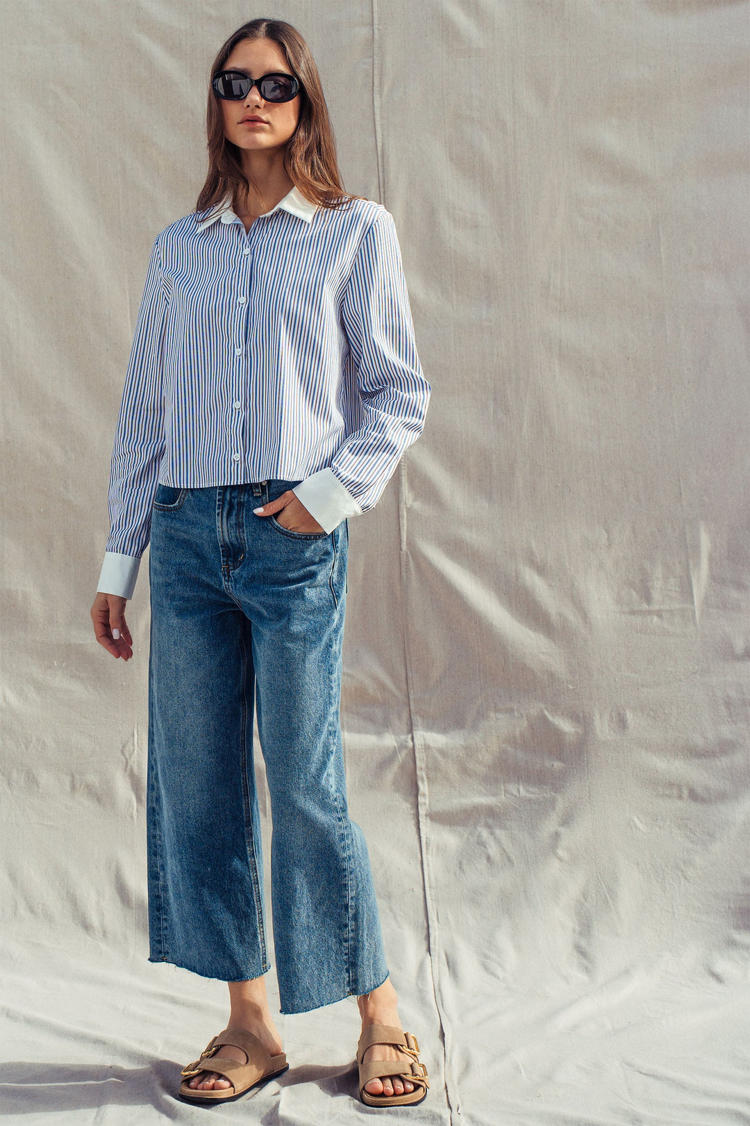 oxford stripe button up shirt - stripe (additional view)