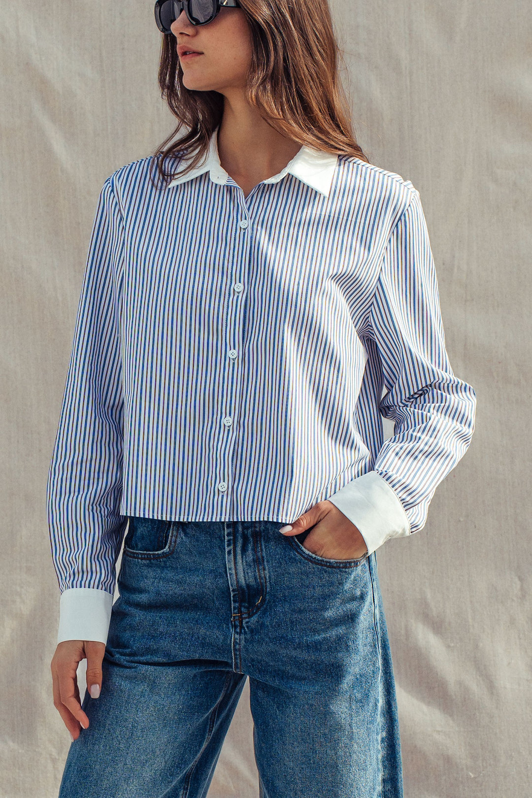 oxford stripe button up shirt - stripe (additional view)