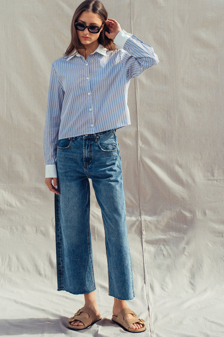 oxford stripe button up shirt - stripe (additional view)