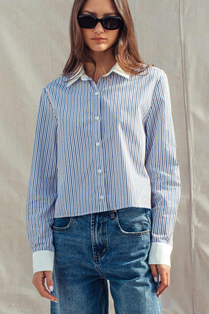 oxford stripe button up shirt - stripe (additional view)