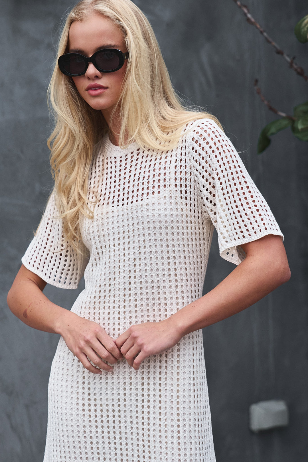 open weave knit maxi dress - ivory (additional view)