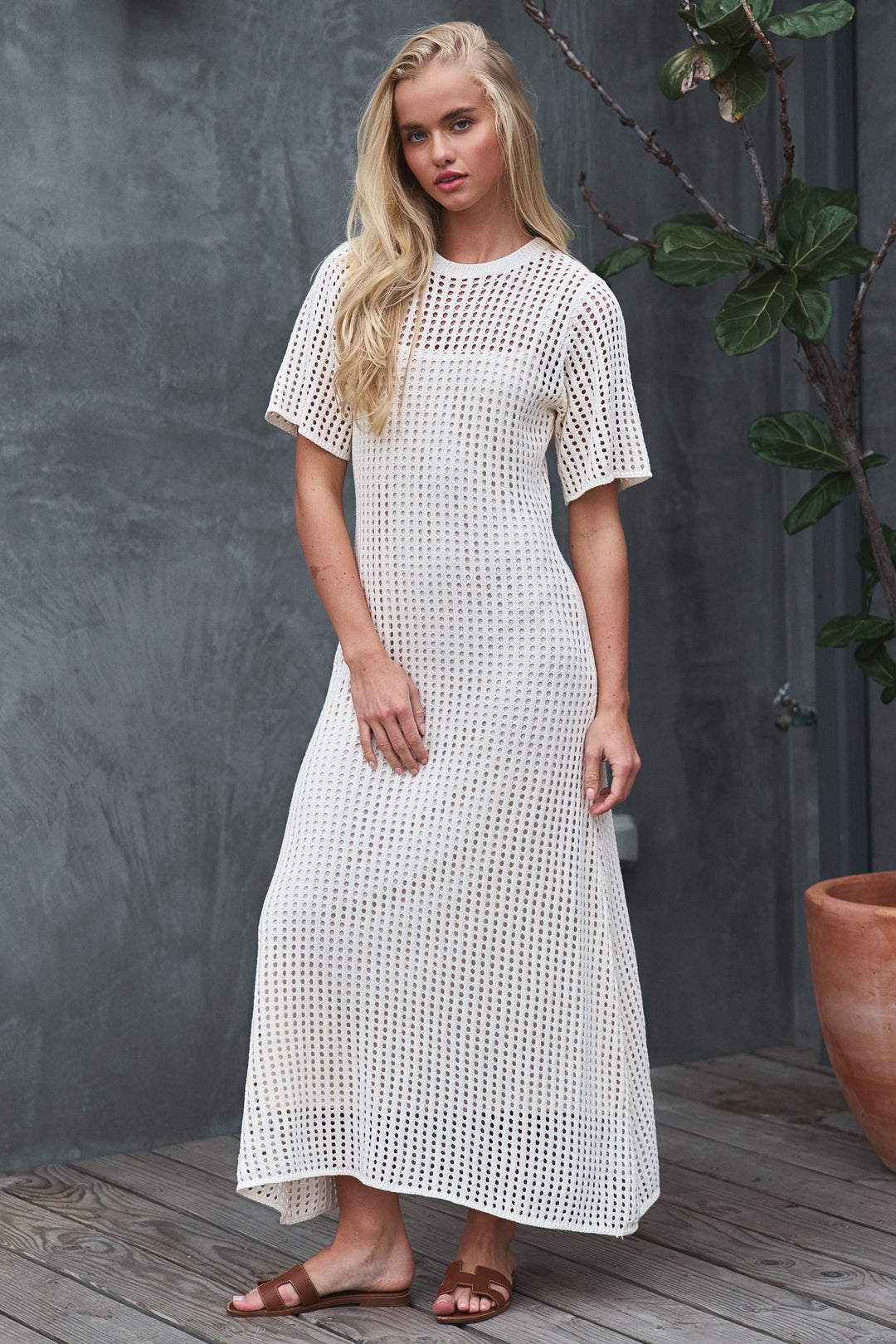 open weave knit maxi dress - ivory (additional view)
