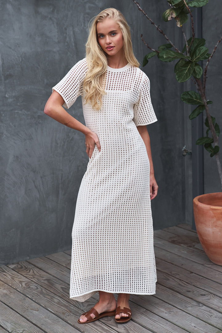 open weave knit maxi dress - ivory (additional view)