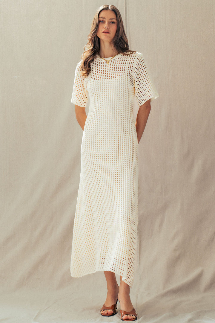 ivory white breeze mesh midi dress - ivory (additional view)