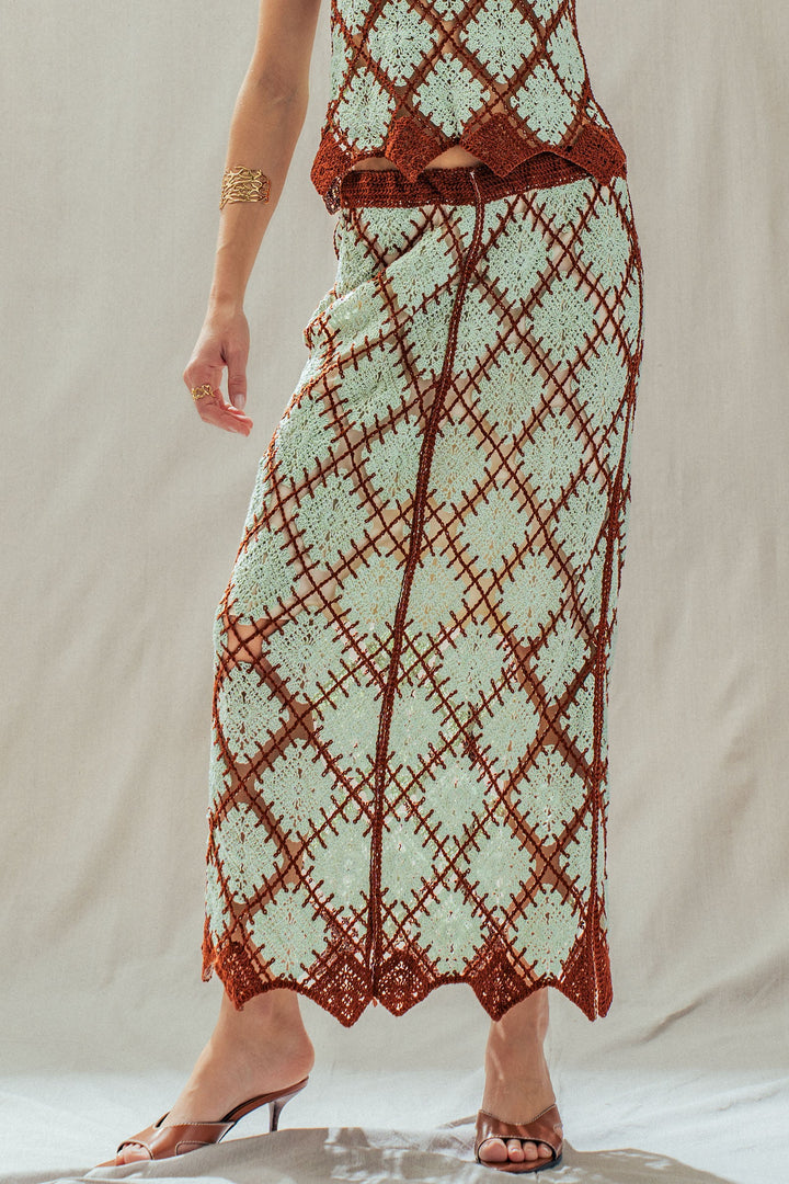 diamond weave crochet skirt - mint brown (additional view)