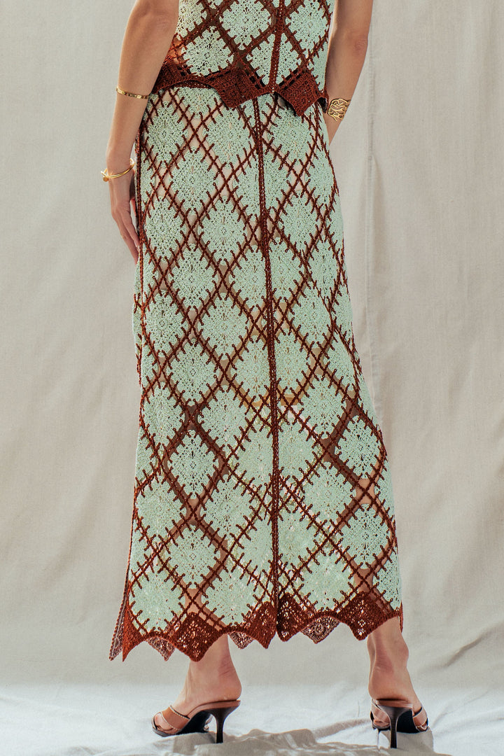 diamond weave crochet skirt - mint brown (additional view)