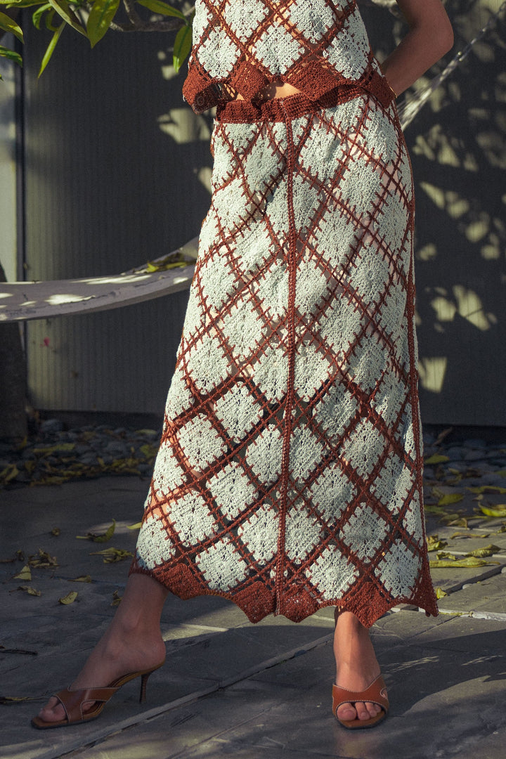 diamond weave crochet skirt - mint brown (additional view)