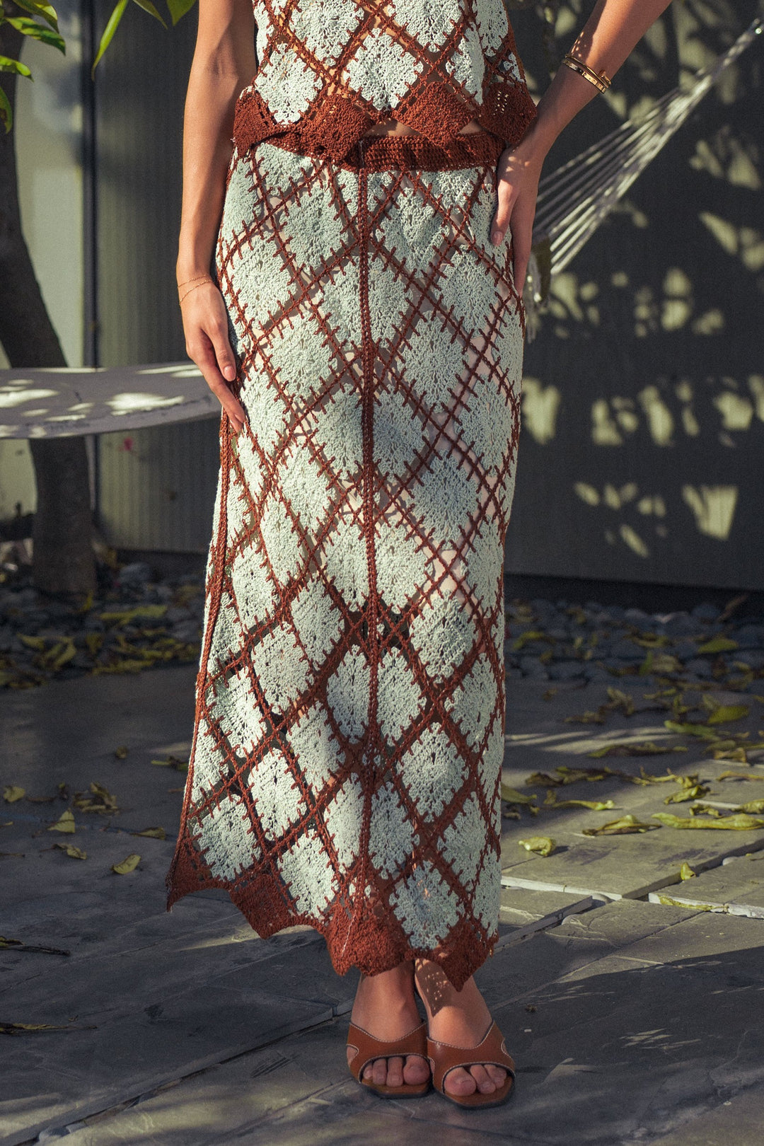 diamond weave crochet skirt - mint brown (additional view)