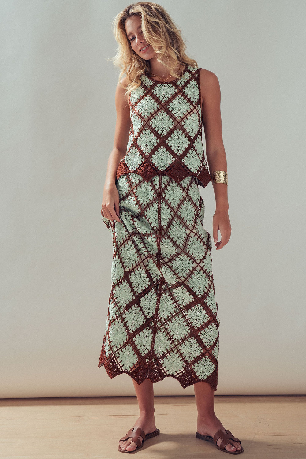 patchwork skirt - mint brown (additional view)