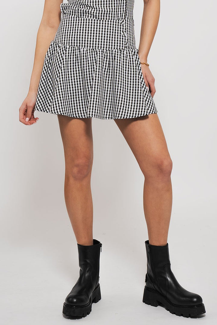 cottage charm gingham mini skirt - black (additional view)