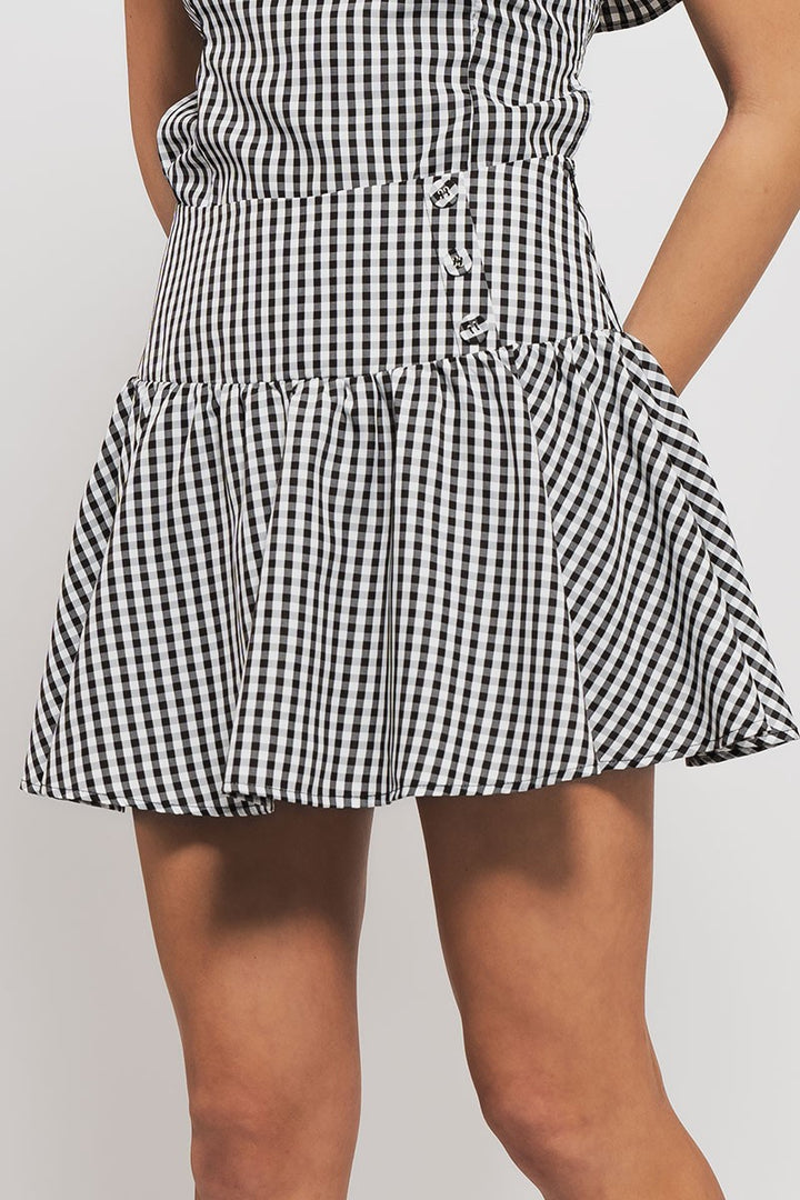 cottage charm gingham mini skirt - black (additional view)