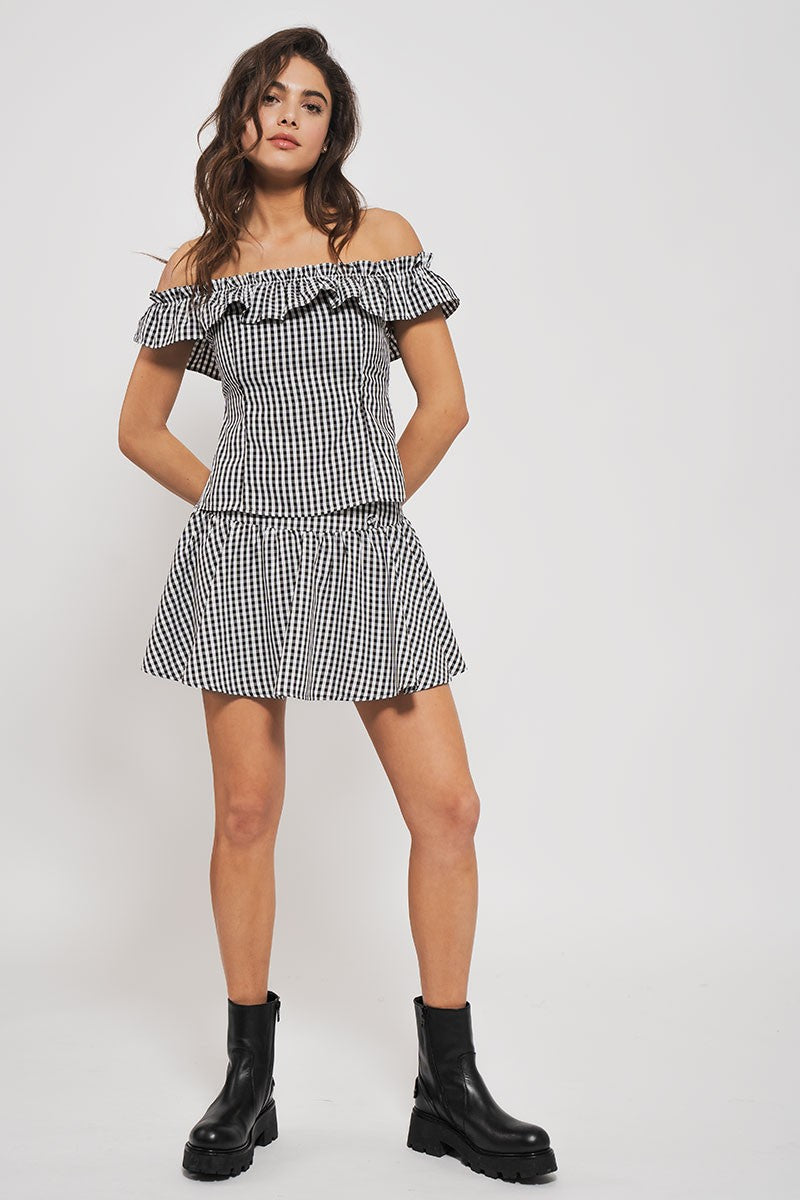 cottage charm gingham mini skirt - black (additional view)