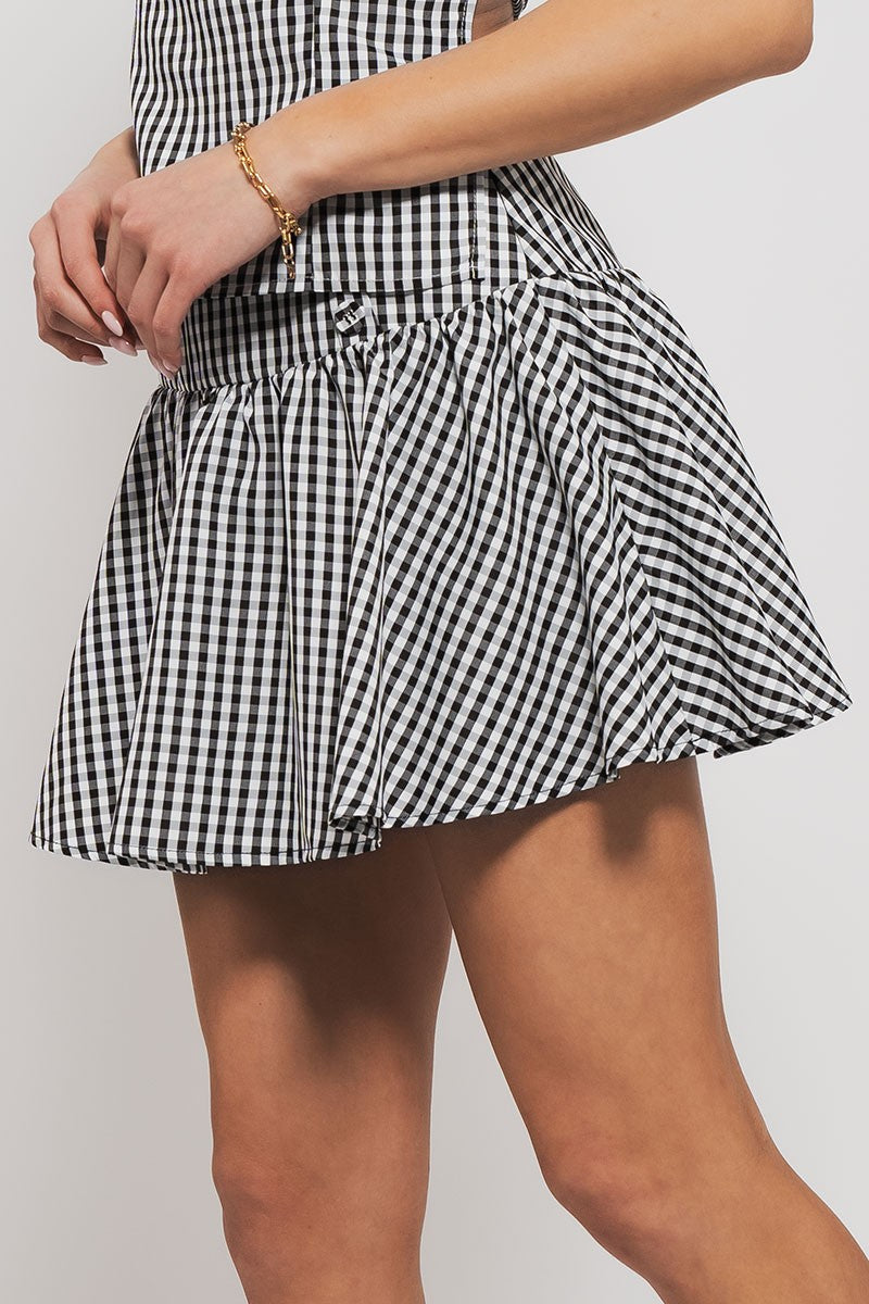 cottage charm gingham mini skirt - black (additional view)