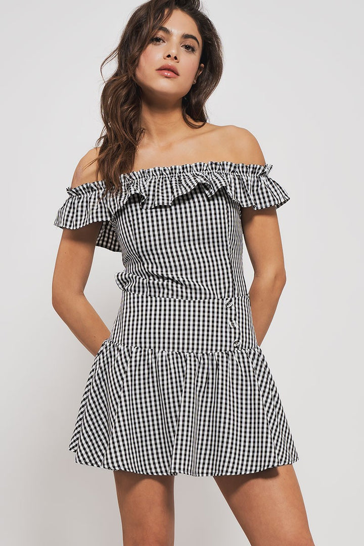 cottage charm gingham mini skirt - black (additional view)