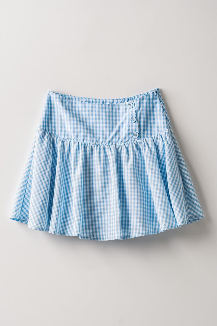 cottage charm gingham mini skirt - blue