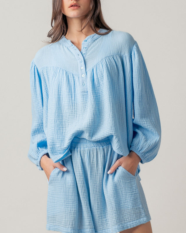 cotton candy gauze lounge set - blue