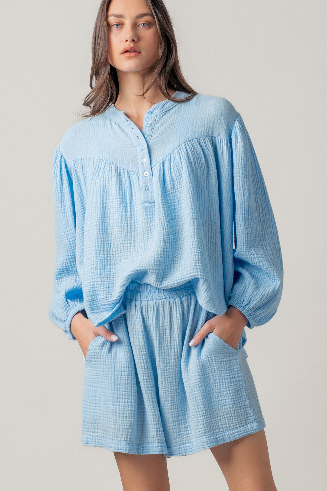 cotton candy gauze lounge set - blue