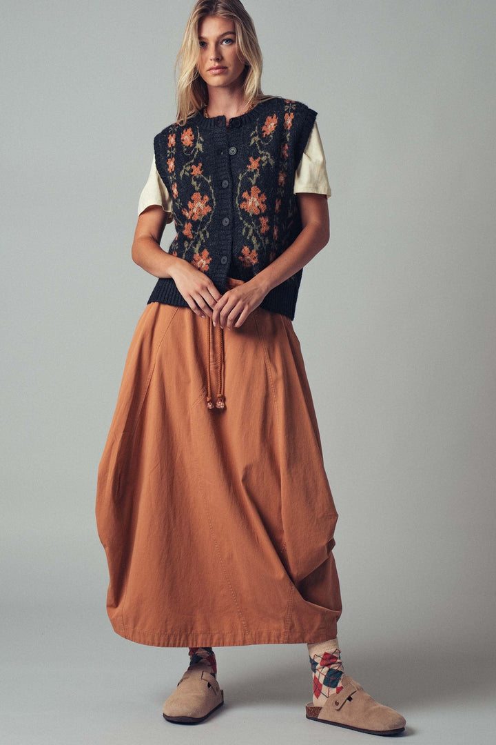 Chic Floral Knit Button Up Sweater Vest, additional view