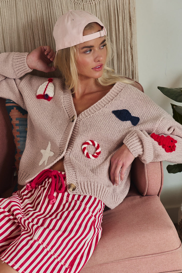 seaside charm cardigan - taupe (additional view)